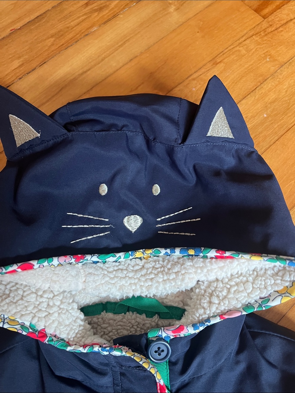 Mini Boden Sherpa-Lined Anorak Jacket Cat  2-3 years fall winter layering - Picture 2 of 5